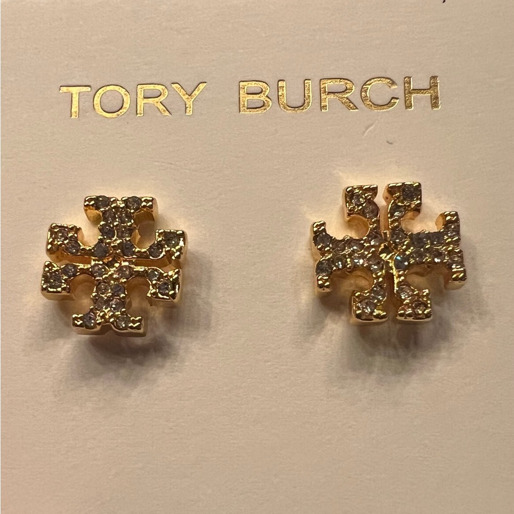 Tory Burch Gold Logo Stud Earrings